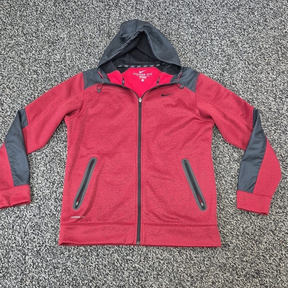 Nike Therma-Fit Men's Medium Red Full Zip Hoodie Jacket 524393-652
